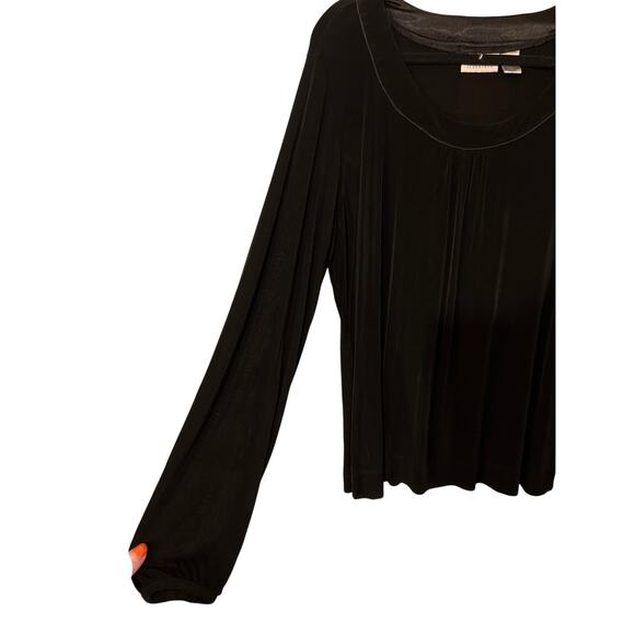 Chico’s Travelers Black Slinky Tunic Size 3 Long Sleeve Flowy Round Neck Witchy - Picture 2 of 9